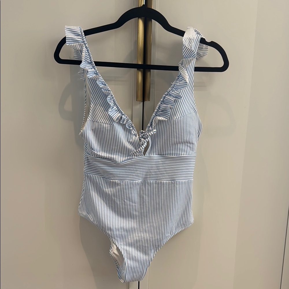 H&M - Striped Ruffle One-Piece Swimsuit